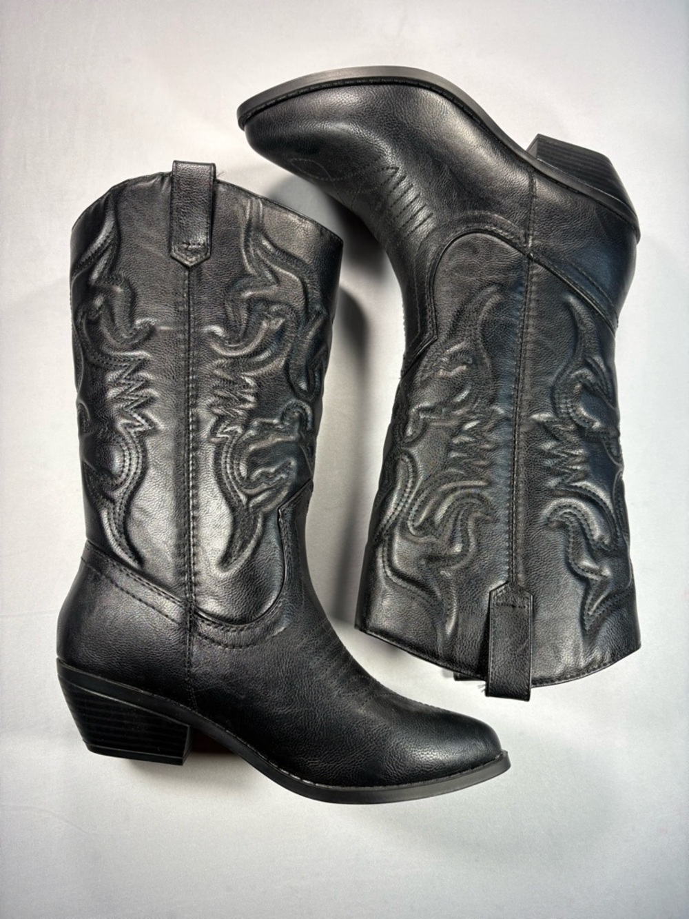 Black embroidered Western Boots for Women